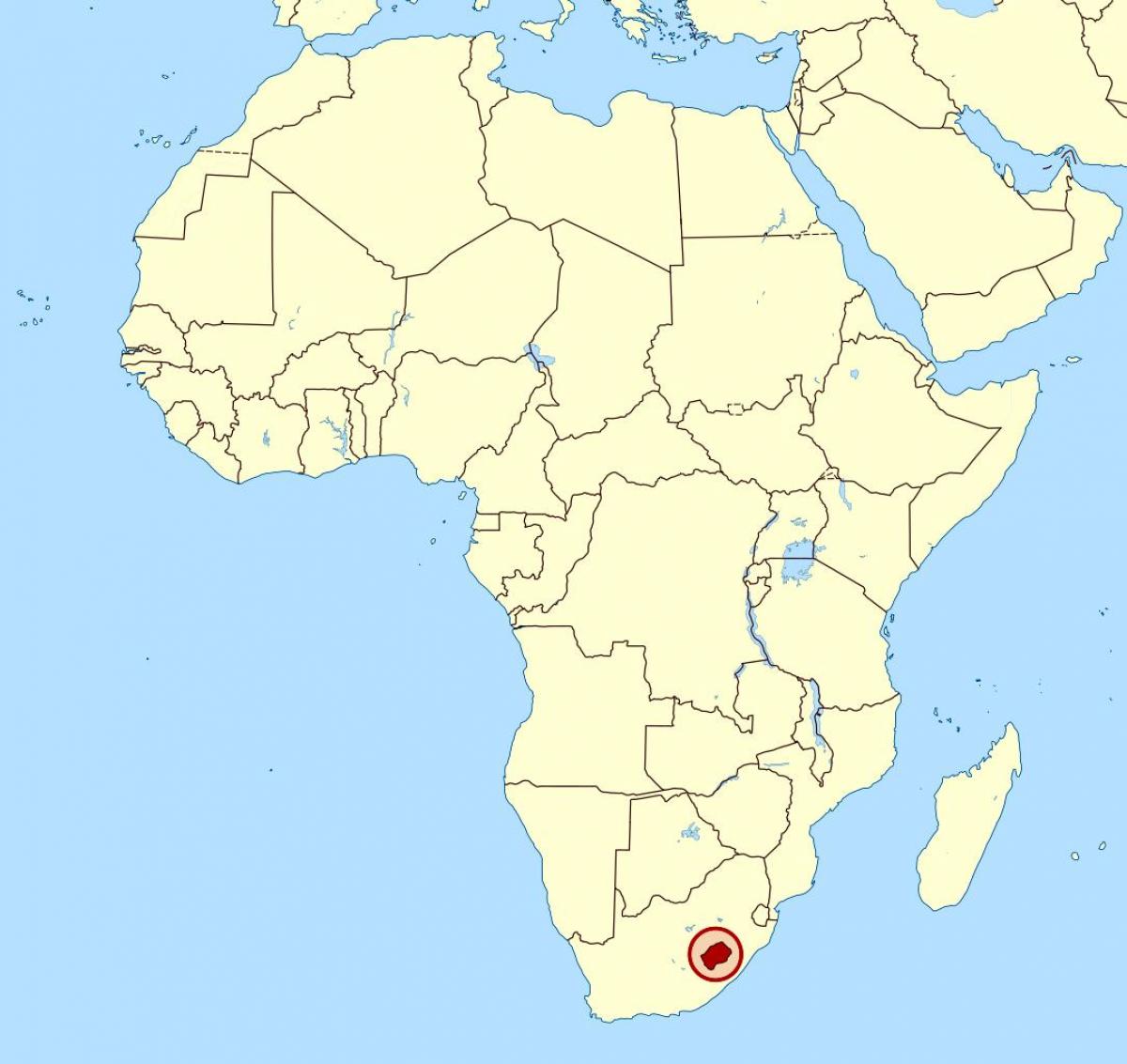 mapa ng Lesotho sa mapa ng africa