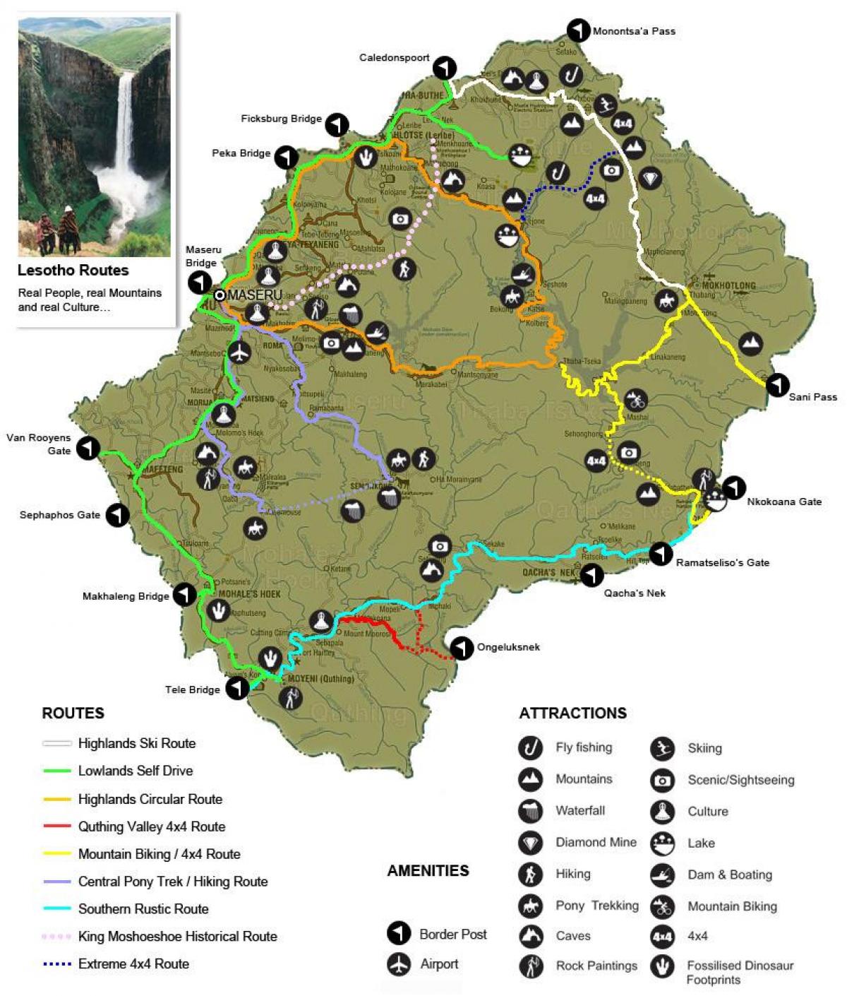 mapa ng Lesotho turista