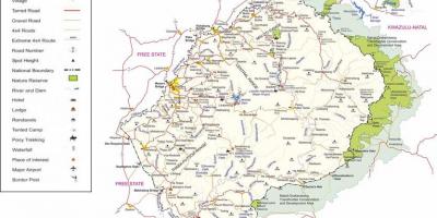 Lesotho mga kalsada mapa