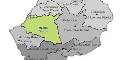 Mapa ng Lesotho ng pagpapakita ng mga distrito